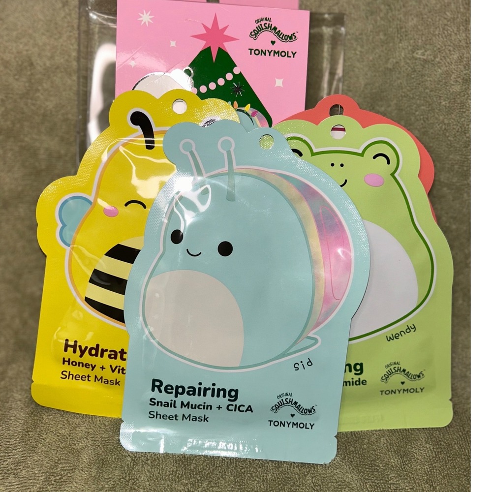 TONYMOLY x Squishmallows Sheet Mask Set 4 Snail Mucin CICA Niacinamide Wendy Sid
